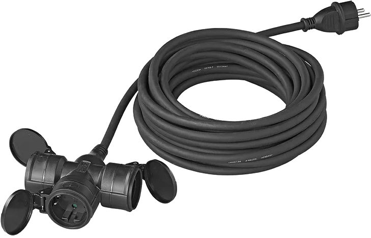 PROPLUS-förlängningskabel Schuko 3-faldig 20 meter 3x1.5mm² svart