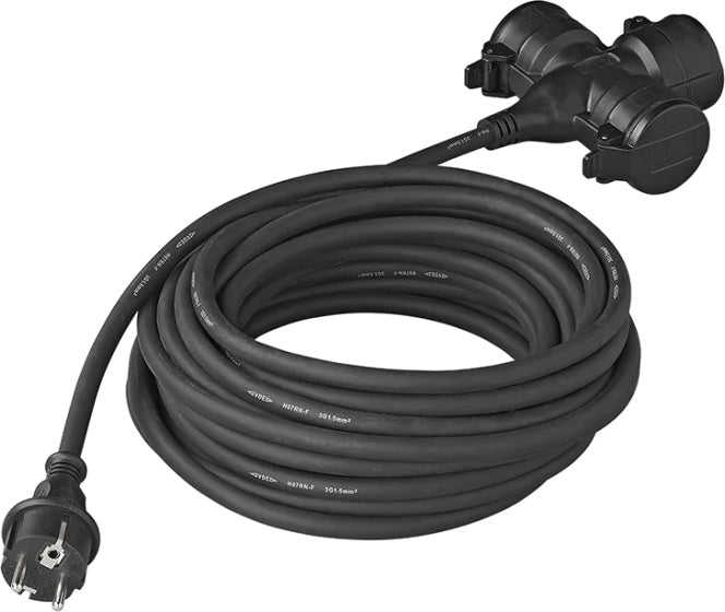 PROPLUS-förlängningskabel Schuko 3-faldig 20 meter 3x1.5mm² svart
