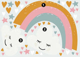 Compagni di stanza adesivi da parete arcobaleno cuori 112 cm in vinile 47 pezzi