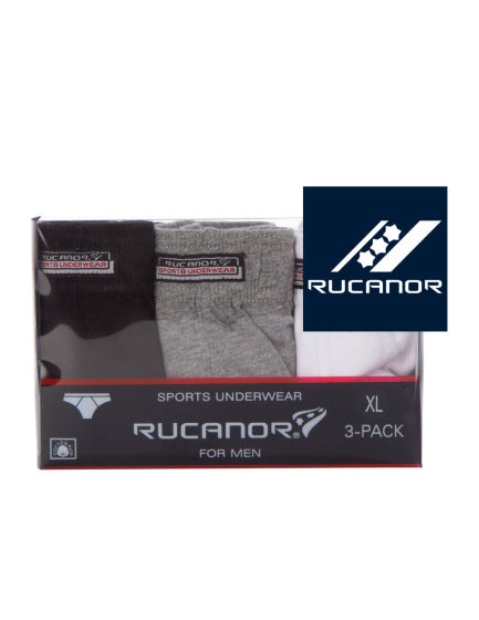 Rucanor-boks glipper 3-pack menn svart grå hvit størrelse m