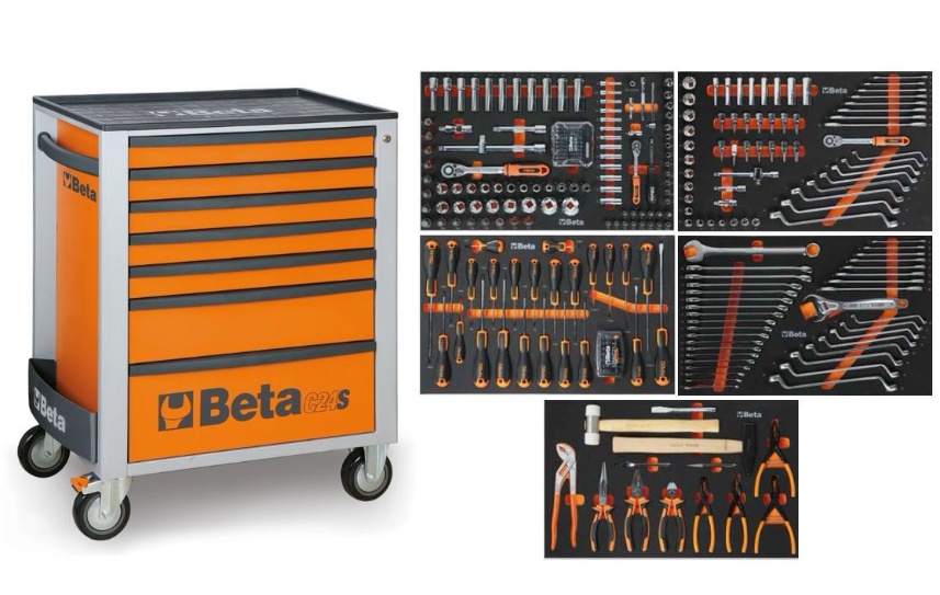 Beta Tool Trolley 7 Drawers Orange incl. 309-piece assortment