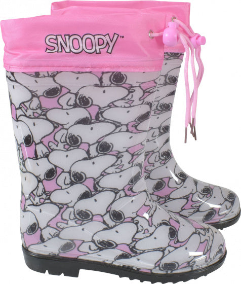 Peanuts Snoopy girls PVC rain boots pink white size 24-25
