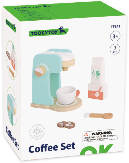 Toky Toy Toy Wooden Coffee Maker s příslušenstvím 7-kus