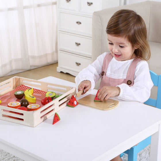 Toky-Spielzeug Holzfruchtbox mit Schneidfenster 21-teilig