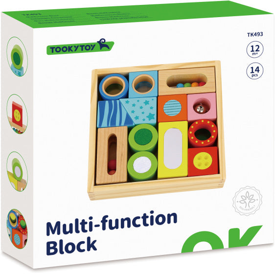 Toky Toy Multifunkční dřevěné bloky 12 měsíců 14-dír