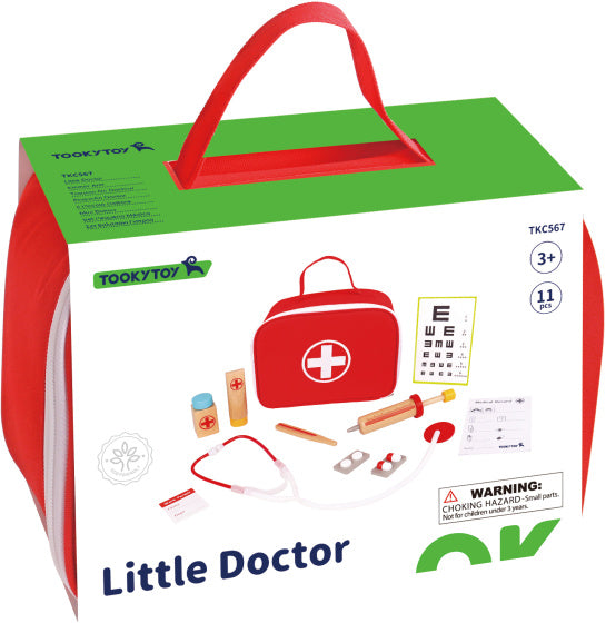 Takey Toy Little Doctor Wooden Play Set Red 11-Del