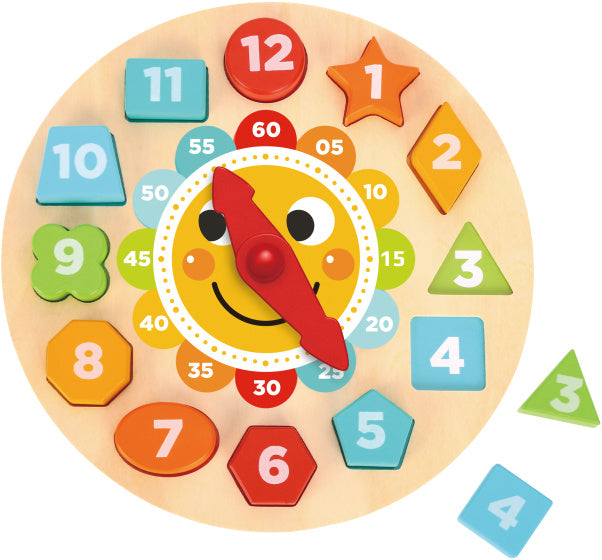 De Gety Toy Klok Puzzel Erzielung Holz Spillsaachen 13-Stéck