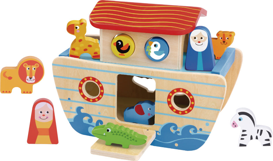 Toky Toy Noah's Ark Houten Vormboot 24 months 18-piece
