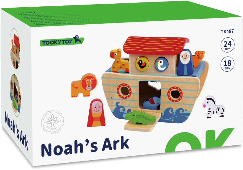 Toky Toy Noah's Ark Houten Vormboot 24 months 18-piece