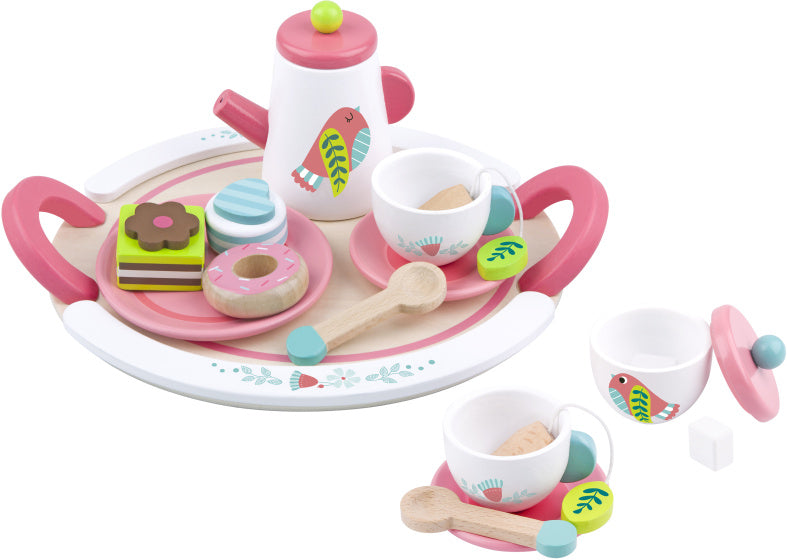 Toky Toy Wooden Tea Force Pink White 19 piezas