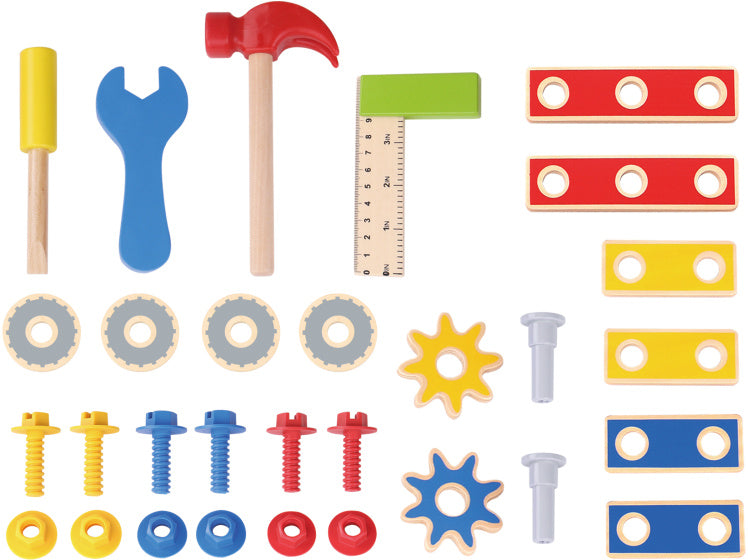 TAKEY TAME HOY Vzdělávací dřevěná hračka Workbench 31-dílná