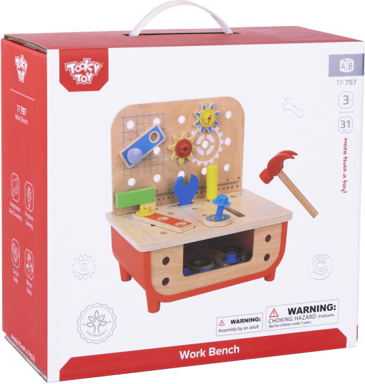 TAKEY TAME HOY Vzdělávací dřevěná hračka Workbench 31-dílná