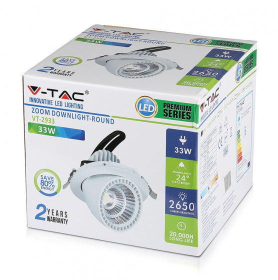 V-tac Recessed spotlight VT-2933 LED 2650 lumens 16.5 cm aluminum white