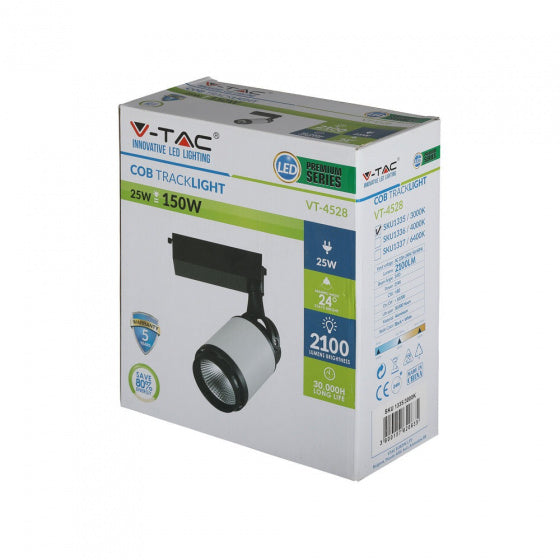 V-TAC Railspot VT-4528 LED 25W 6000K 2100LM ALUMINIUM Sort