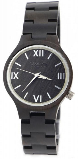 Wave Hawaii Assista Citizen Miyota Ladies 3,5 cm de madeira preta