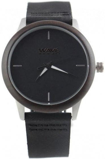 Wave Hawaii Watch Citizen Miyota Damen 4 cm Holz Leder schwarz