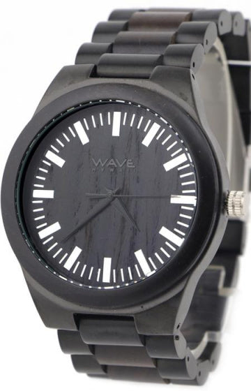Wave Hawaii Watch Citizen Miyota Men 4,5 cm in acciaio in legno nero