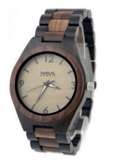 Wave Hawaii Watch Walnut Men 4 cm dřevěná kůže hnědá