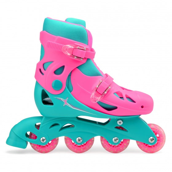 Xootz Inline skates hard boot pink turquoise size 32-35