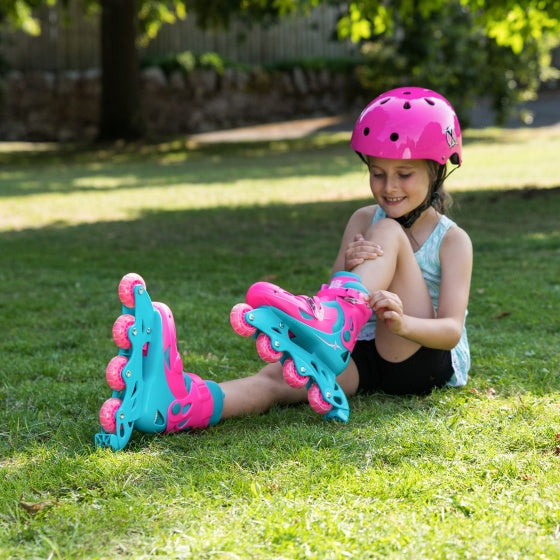 Xootz Inline skates hard boot pink turquoise size 32-35