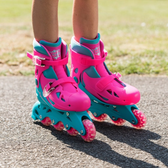 Xootz Inline skates hard boot pink turquoise size 32-35