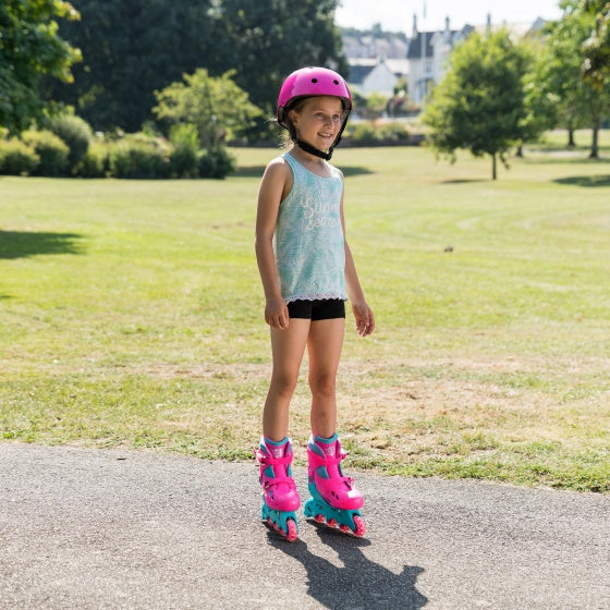 Xootz Inline skates hard boot pink turquoise size 32-35